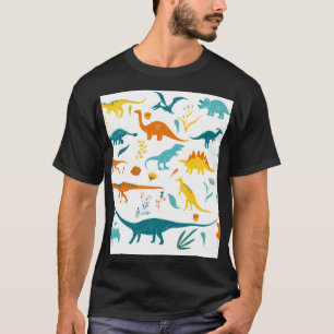 Gestileerde dinosaurussen, bloemenelementen, schat t-shirt