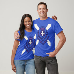 Gestileerde Distel St Andrews-kruis en Saltire T-shirt