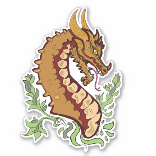 Gestileerde draak buste sticker (Voorkant)