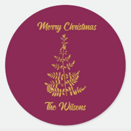 Gestileerde Gold Tree Vakantie Ronde Sticker
