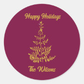 Gestileerde Gold Tree Vakantie Ronde Sticker (Voorkant)