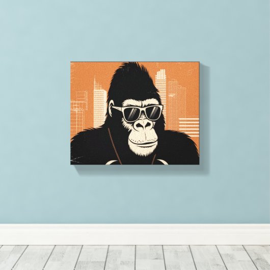 Gestileerde gorilla canvas afdruk (Insitu (Houten vloer))