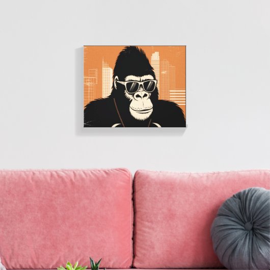 Gestileerde gorilla canvas afdruk (Insitu (Woonkamer))