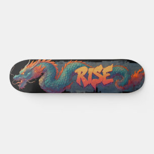 Gestileerde Graffiti Dragon Muurschildering met Bo Skateboard