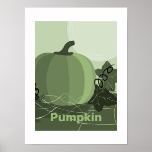 Gestileerde Groene Pompoen Keuken Herfst Seizoen Poster