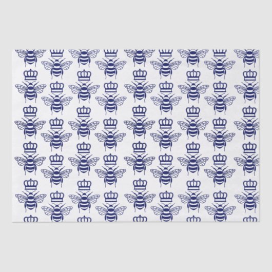  gestileerde hommels met kroon - Blauw Tissuepapier (Voorkant)