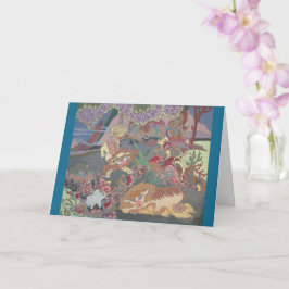 Gestileerde honden spelen in de tuin kaart