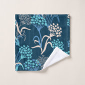 Gestileerde Hydrangea bloemmotief - Elegant Blauw Bad Handdoek (Wasdoekje)