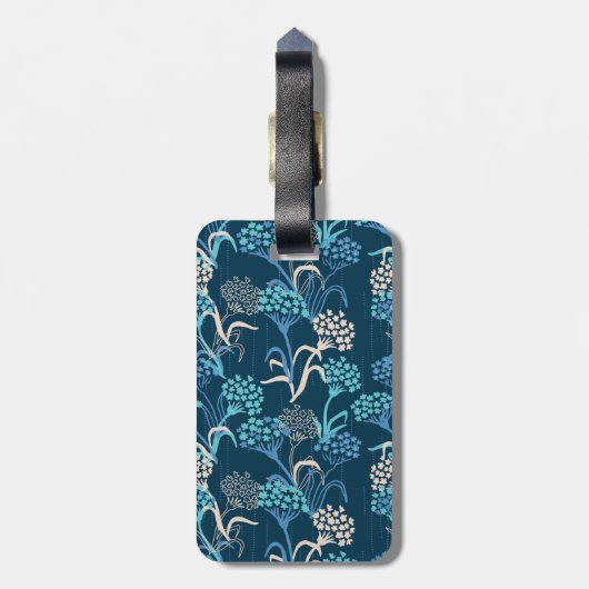 Gestileerde Hydrangea bloemmotief - Elegant Blauw Bagagelabel (Achterkant verticaal)
