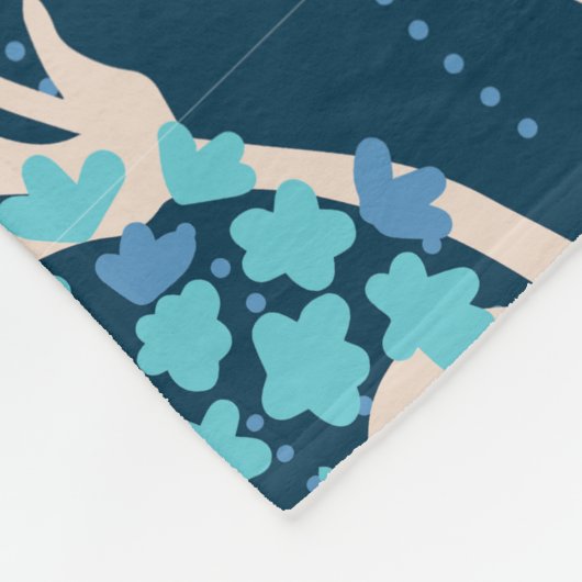 Gestileerde Hydrangea bloemmotief - Elegant Blauw Fleece Deken (Hoek)