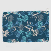 Gestileerde Hydrangea bloemmotief - Elegant Blauw Golfhanddoek (Horizontaal)