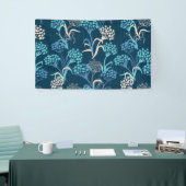 Gestileerde Hydrangea bloemmotief - Elegant Blauw Spandoek (Beurs)