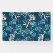 Gestileerde Hydrangea bloemmotief - Elegant Blauw Spandoek (Horizontaal)