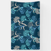 Gestileerde Hydrangea bloemmotief - Elegant Blauw Spandoek (Verticaal)