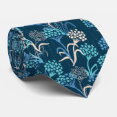 Gestileerde Hydrangea bloemmotief - Elegant Blauw Stropdas (Opgerold)