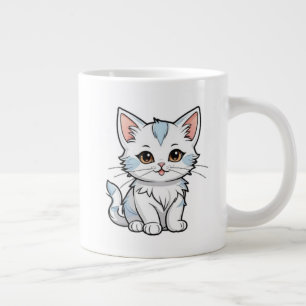 Gestileerde kat cartoon lijn kunst ontwerp-52316 extra grote beker