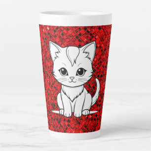 Gestileerde kat kleintje lijn kunst ontwerp-52315 latte mok