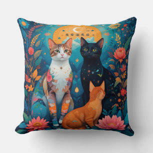 Gestileerde katten Geometrische abstracte scène 🐱 Kussen