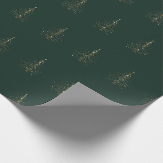 Gestileerde kerstboom in goud op donkere achtergro cadeaupapier (Hoek)