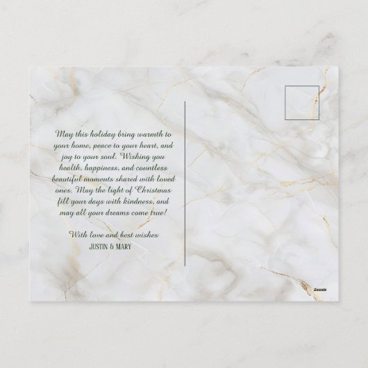 Gestileerde kerstboom in goud op donkere achtergro feestdagenkaart (Achterkant)