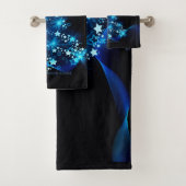 gestileerde kerstboom SlipperyJoe gloeiende blauw  Bad Handdoek (Insitu)