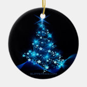 gestileerde kerstboom SlipperyJoe gloeiende blauw Keramisch Ornament (Voorkant)