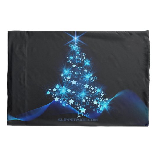 gestileerde kerstboom SlipperyJoe gloeiende blauw  Kussensloop (Achterkant)