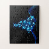 gestileerde kerstboom SlipperyJoe gloeiende blauw Legpuzzel (Verticaal)