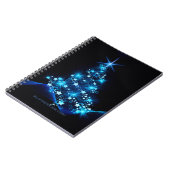 gestileerde kerstboom SlipperyJoe gloeiende blauw Notitieboek (Linkerzijde)