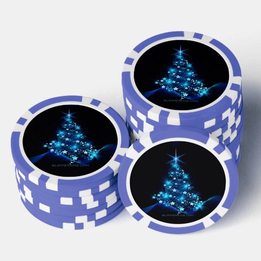 gestileerde kerstboom SlipperyJoe gloeiende blauw Poker Chips (Opstapeling)