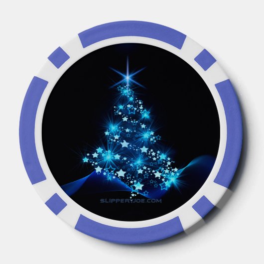 gestileerde kerstboom SlipperyJoe gloeiende blauw Poker Chips (Achterkant)