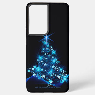 gestileerde kerstboom SlipperyJoe gloeiende blauw  Samsung Galaxy Hoesje