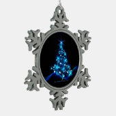 gestileerde kerstboom SlipperyJoe gloeiende blauw Tin Sneeuwvlok Ornament (Links)