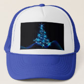 gestileerde kerstboom SlipperyJoe gloeiende blauw  Trucker Pet (Voorkant)