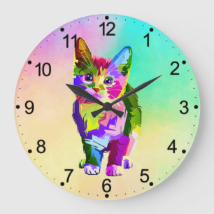 Gestileerde Kitten Prismatic Design-32345 Grote Klok