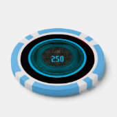 Gestileerde Lijst Damask 250 Monogram LBlue Poker Chips (Enkel)