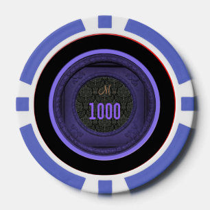 Gestileerde Lijst Damask Monogram Paarse Poker Chi Chips