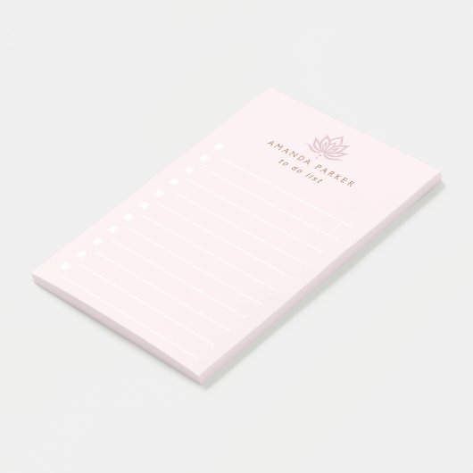 Gestileerde lotusbloem roze om te doen lijst post-it® notes (Schuin)