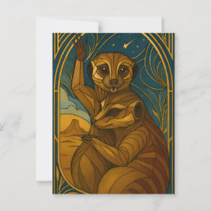 Gestileerde Meerkat Pair onder sterrenhemel Briefkaart