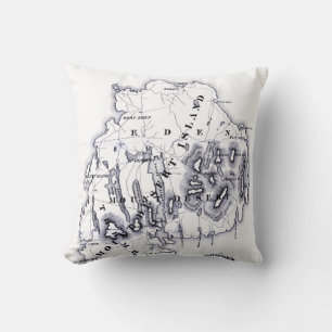  gestileerde Mount Desert Island MN Map Black Kussen