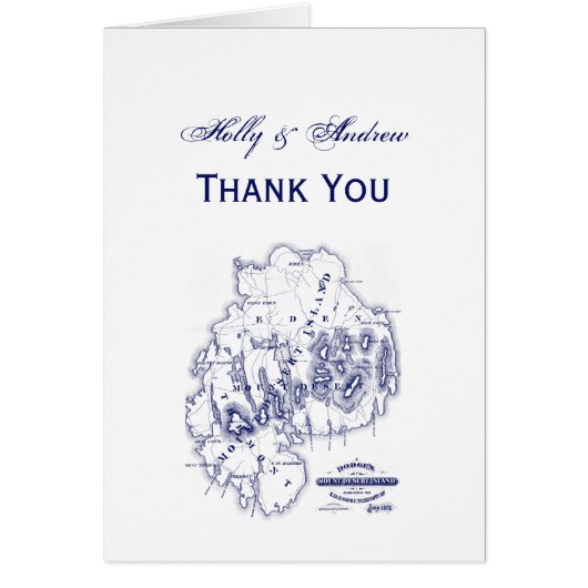  gestileerde Mount Desert Island MN Map Blue (Voorkant)