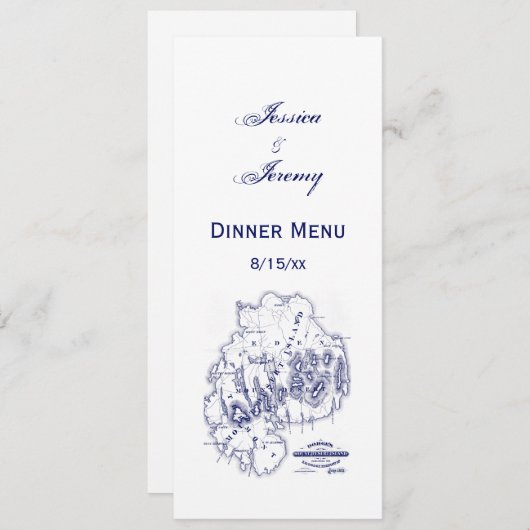  gestileerde Mount Desert Island MN Map Blue Kaart (Voorkant / Achterkant)