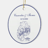 gestileerde Mount Desert Island MN Map Blue Keramisch Ornament (Links)