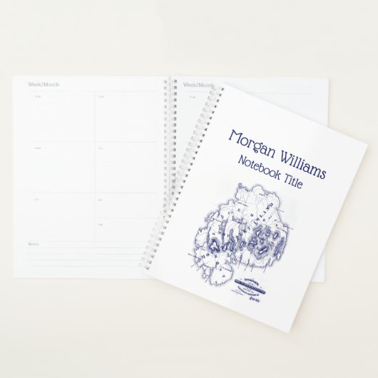 gestileerde Mount Desert Island MN Map Blue Planner (Display)