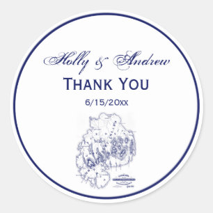 gestileerde Mount Desert Island MN Map Blue Ronde Sticker