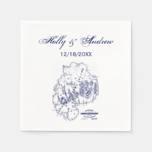  gestileerde Mount Desert Island MN Map Blue Servet