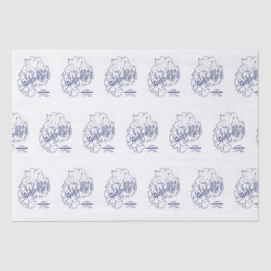  gestileerde Mount Desert Island MN Map Blue Tissuepapier (Voorkant)