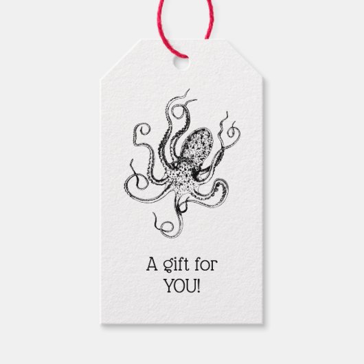  gestileerde octopustekening #1 cadeaulabel (Voorkant)