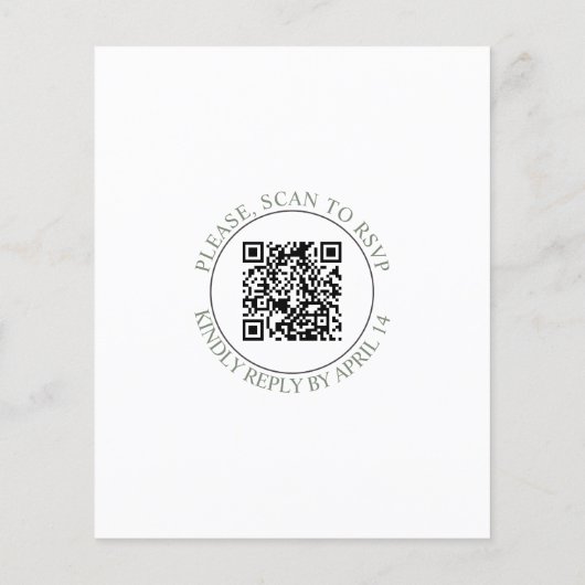 Gestileerde olijftak QR code bruiloft uitnodiging (Achterkant)