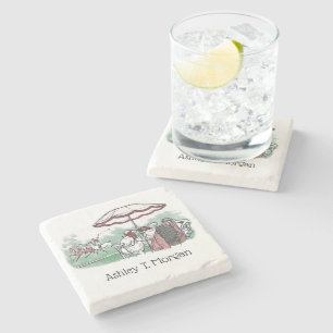 gestileerde polollen passen bij dames die Drawin Stenen Onderzetter